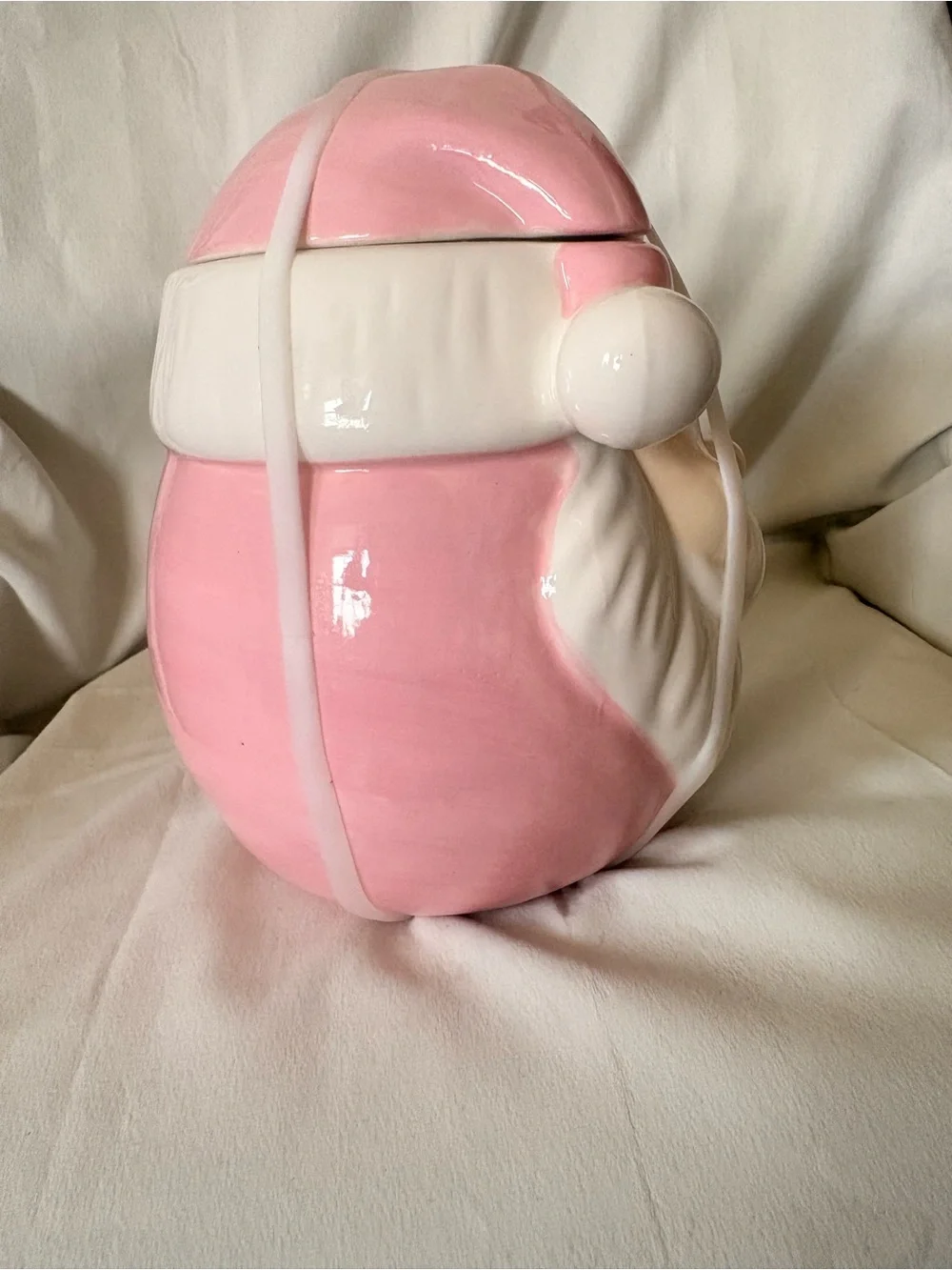 Pink Santa Ceramic Cookie Jar - Home Holiday